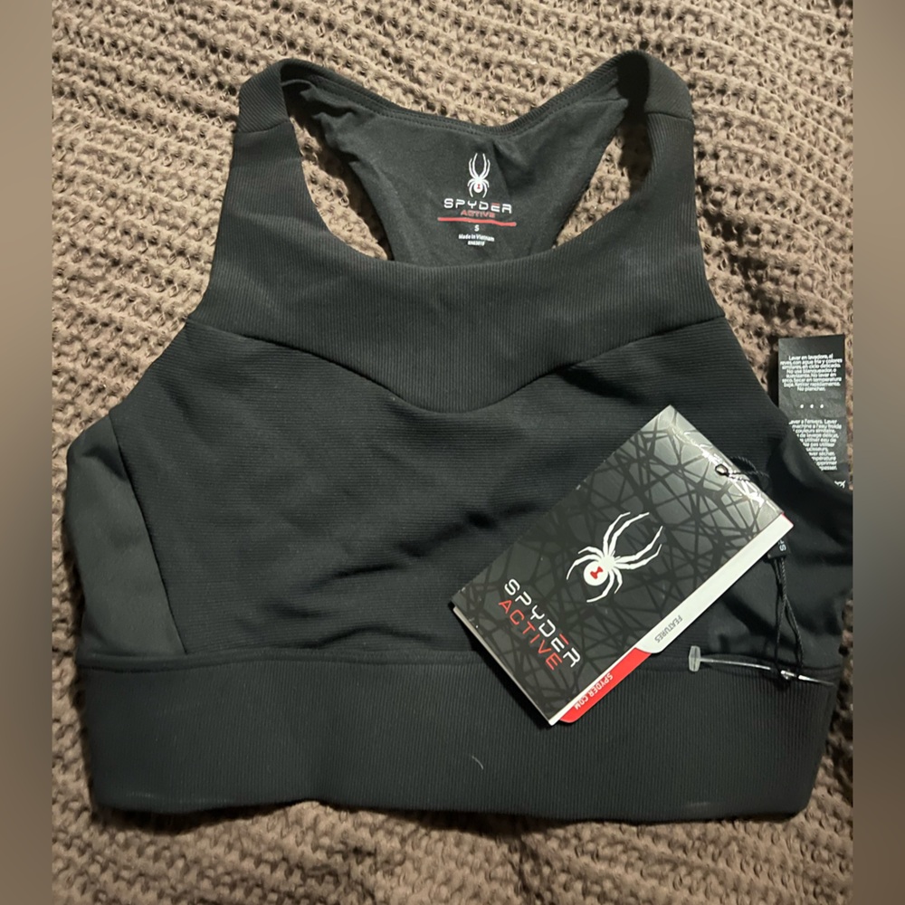 Spyder Black Ribbed Sports Bra